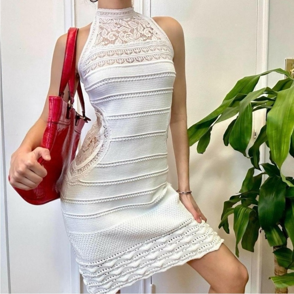 Venus thick white cotton knit dress